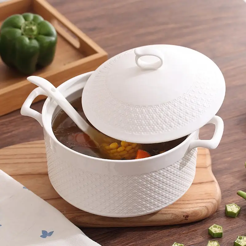 factory direct supply ceramic soup stock pots with lid