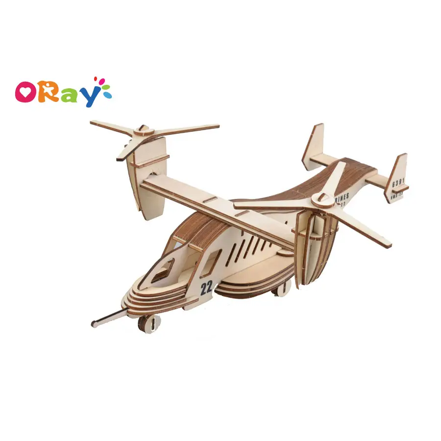 Wholesale 3D wooden puzzle handmade craft gift Airplane model 3d jigsaw puzzle for kids