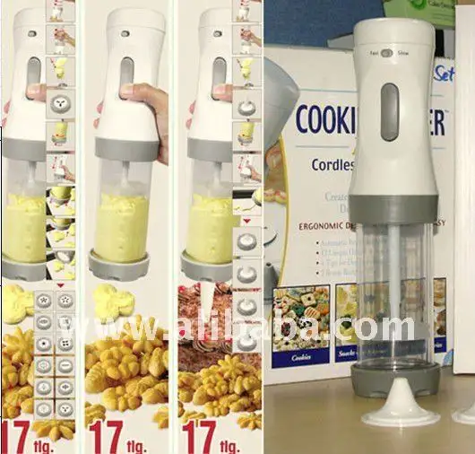 Auto cookie press and decoration set