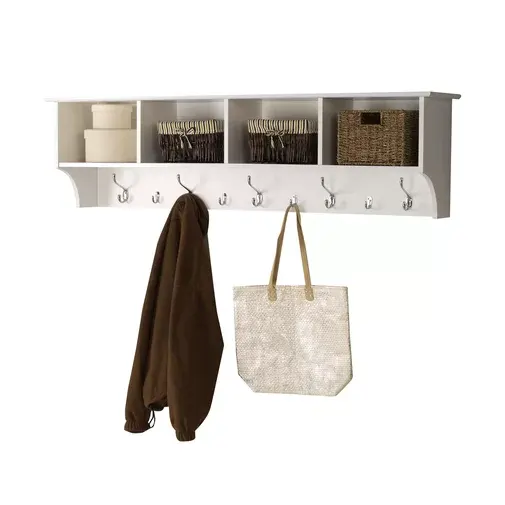 2019 High Quality wooden wall coat rack,Hanging Entryway 9 Hook Storage Shelf,modern wall coat rack
