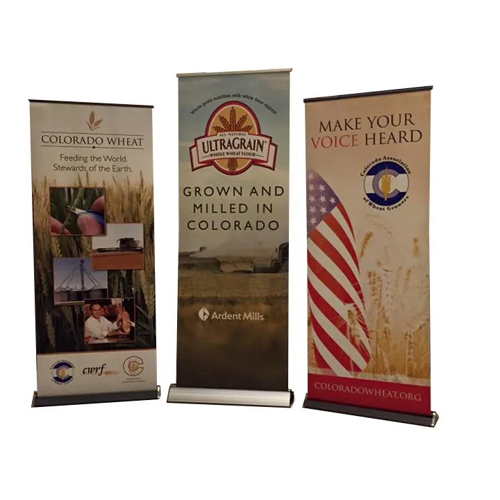 Aluminium silver roll up stand banner trade show backwall display exhibition frame display