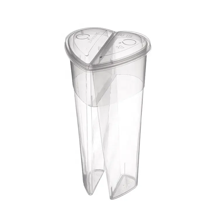 Plastic Cups Lid 700ml Plastic Heart Split Bubble Tea PP Cup With Lid