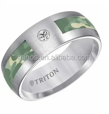 Кольцо Triton 8 мм из карбида вольфрама с зеленым камуфляжем