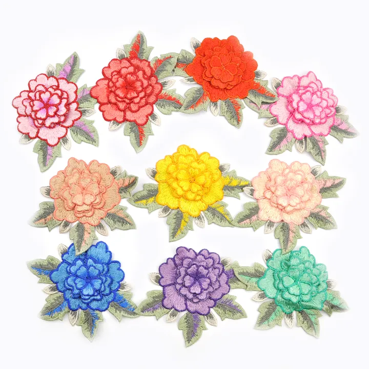Модно сделанная машинным способом 10 видов цветов и с аппликацией в виде розы с вышитыми цветами патчи