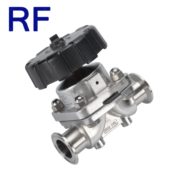 RF санитарно нержавеющая сталь SS316 1,5 "ручной Зажатый Мембранный Клапан с EPDM + PTFE мембраны