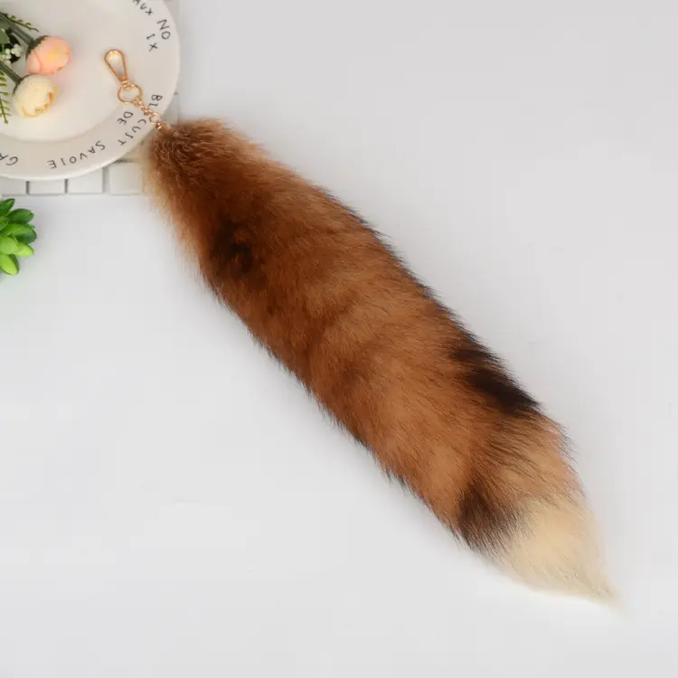 Оптовая продажа брелок Fox Tail Подвеска сумка г-жа Real Red Fox Tail 35 см