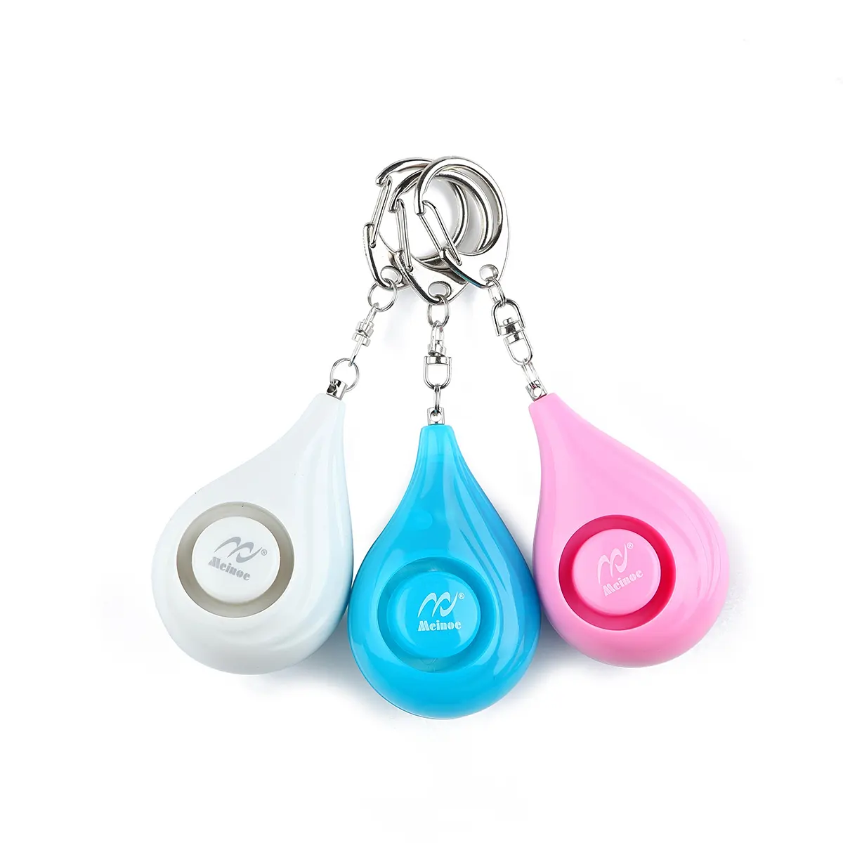 Meinoe mini portable water drop shaped personal keychain alarm with whistle