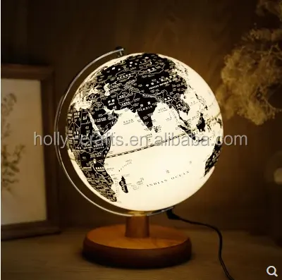 Ilexrui белый океанский мир шар с деревянной основой настольный шар светодиодный светильник