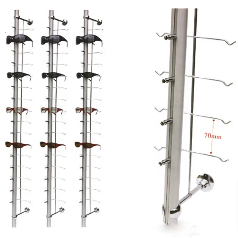 strong metal sunglass display rack wall mounted eyeglasses display rods aluminum eyewear display stands