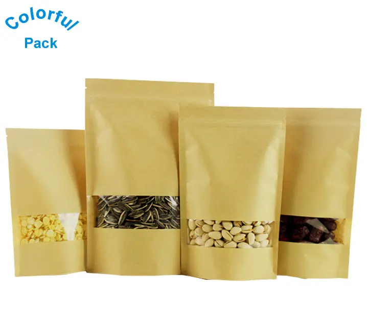 Free Samples Standing Up Pouches Brown Kraft Paper Bag With Window