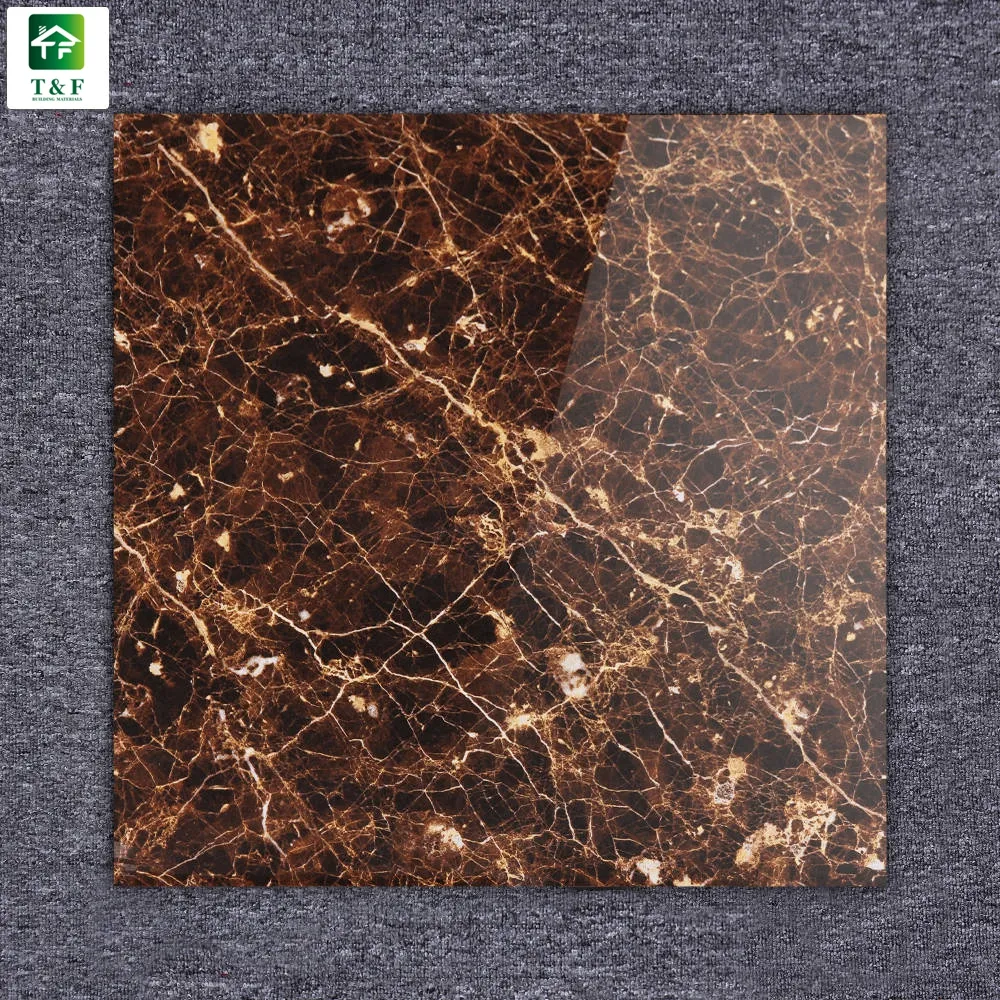 Hotel Modern Floor And Wall Dark Emperador Ceramic Tiles Polished Full Glazed Marble Dark Gold Emperador Porcelain 3D Wall Tile