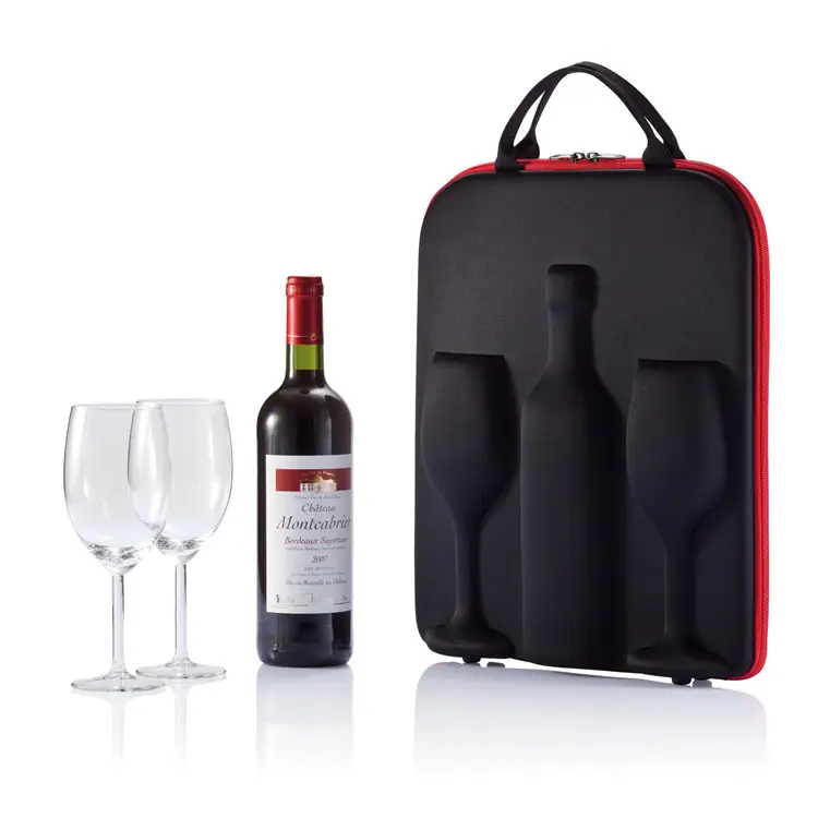 Wine Display Carry Bottle EVA Travel Protective Caja de vino Double Glasses Carrying Hard Case for Wine Glass Packaging