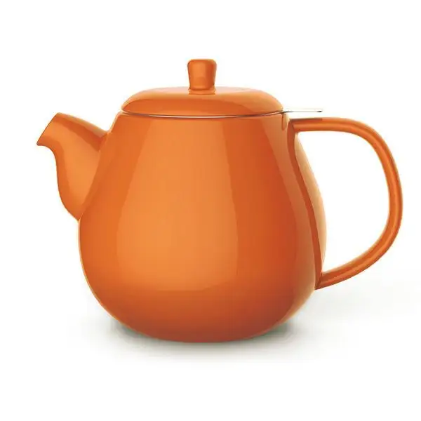 Оранжевый большой чайник 1300 мл с инфузером, керамический чайник