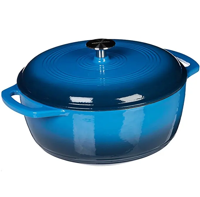 Enameled Cast Iron Dutch Oven Blue Color