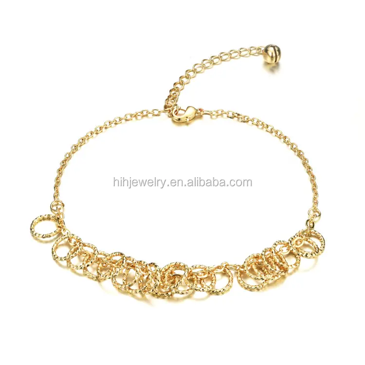 Wholesale Women's Gold Foot Jewelry 18k gold plated copper rings rows elegant Chain Anklet