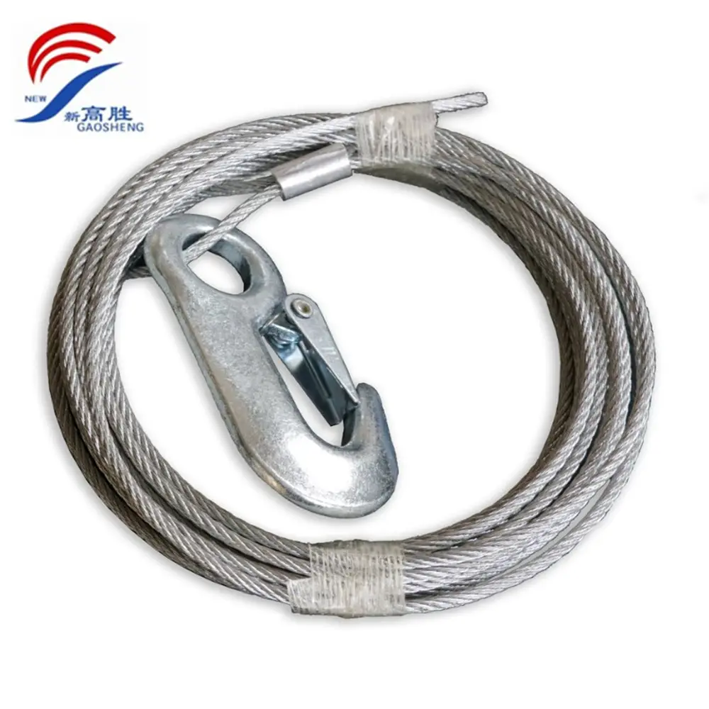 9/32" winch cable with hook steel wire rope sling