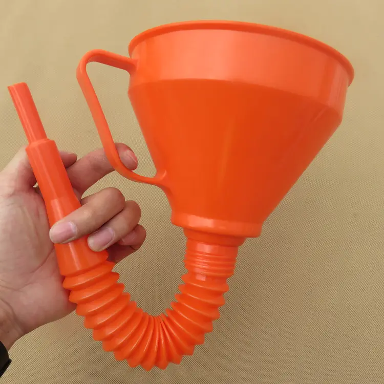 Plastic oil Funnel with removeble filter colored funnel with crinkle pipe