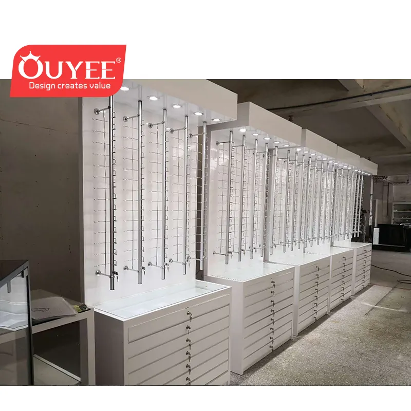 High End Glasses Shop Furniture Locking Sunglasses Optical Display Cabinets with Optical Display Rods