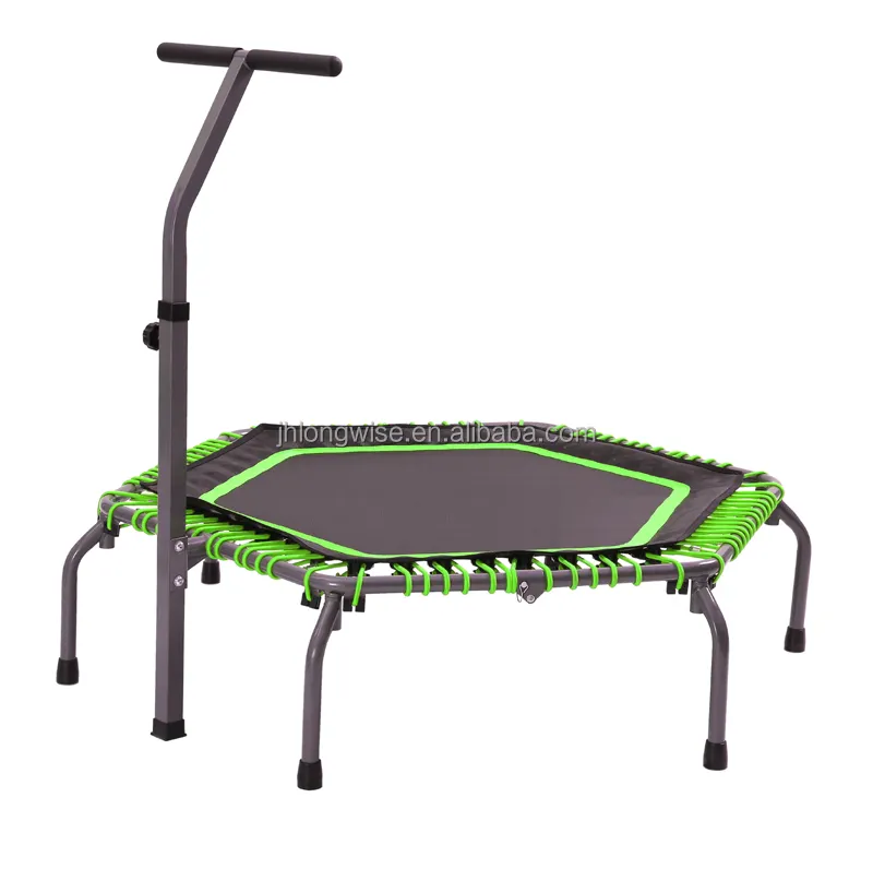 Fitness hexagon trampoline with handle bar