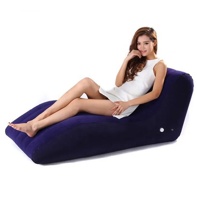 Cheaper new arrivals portable inflatable chair inflatable reclining chair flocked air lounge sofa set with family couple