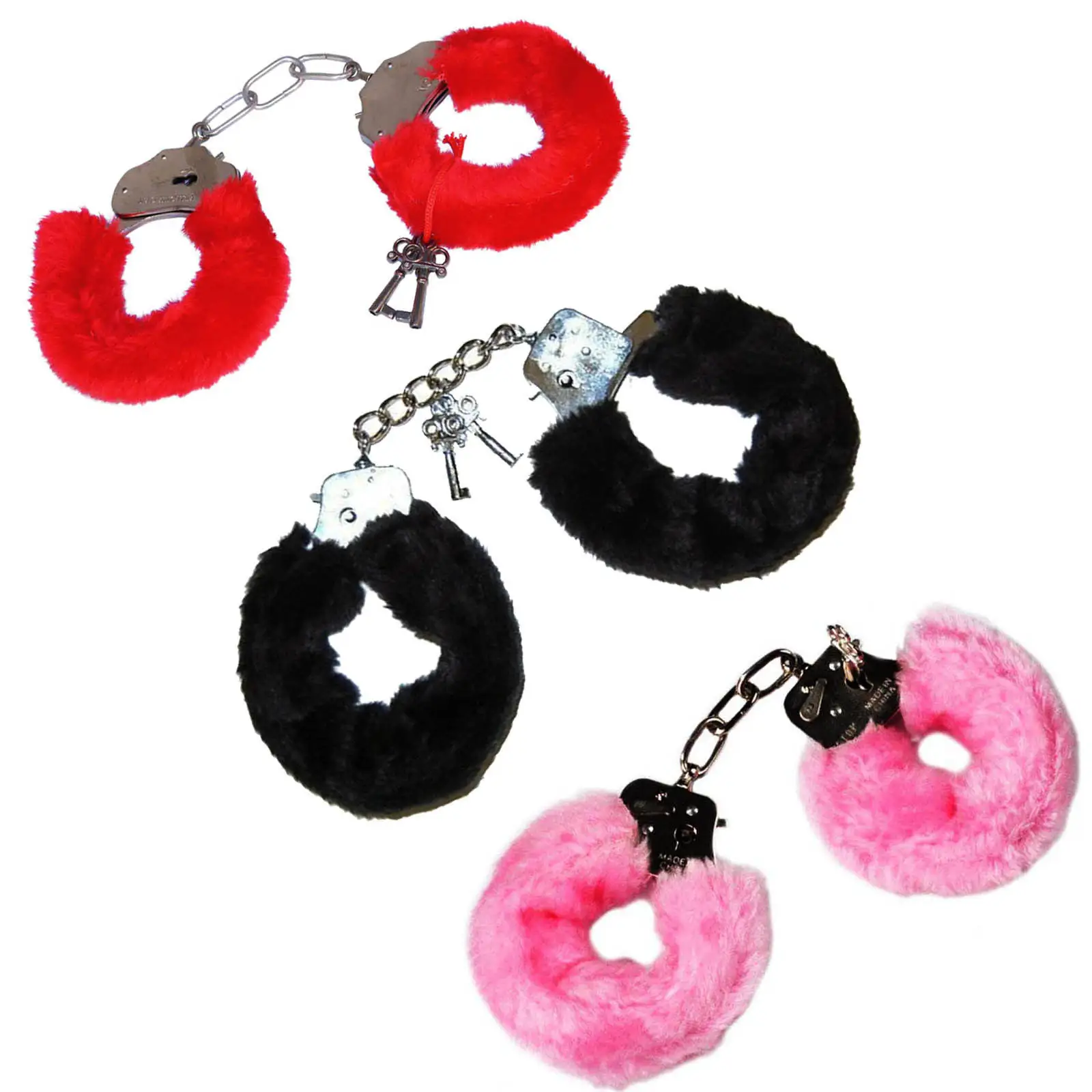 Furry Fluffy Handcuffs Red Black Pink Fancy Dress Hen Night Stag Do Play Toy KO559