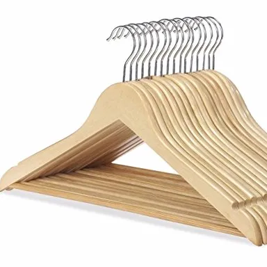 Inspring WOODEN COAT HANGERS SUIT FOR GARMENT CLOTHES WARDROBE TROUSER NEW