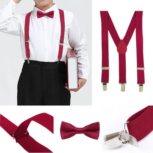 2022 галстук-бабочка для мальчиков Дети чулок y-обратно Регулируемый эластичный юноши подтяжки галстук-бабочка, От 1 до 8 лет на свадьбу, на бретельках