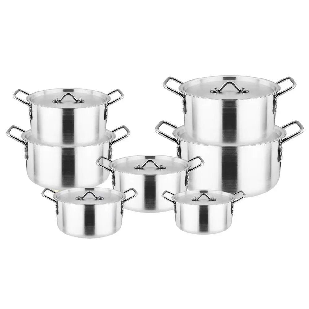 5PCS and 7PCS Satin Polish Cookware Base 14/16/18/20/22/24/26 cm Aluminium Dish Aluminum Cooking Pots