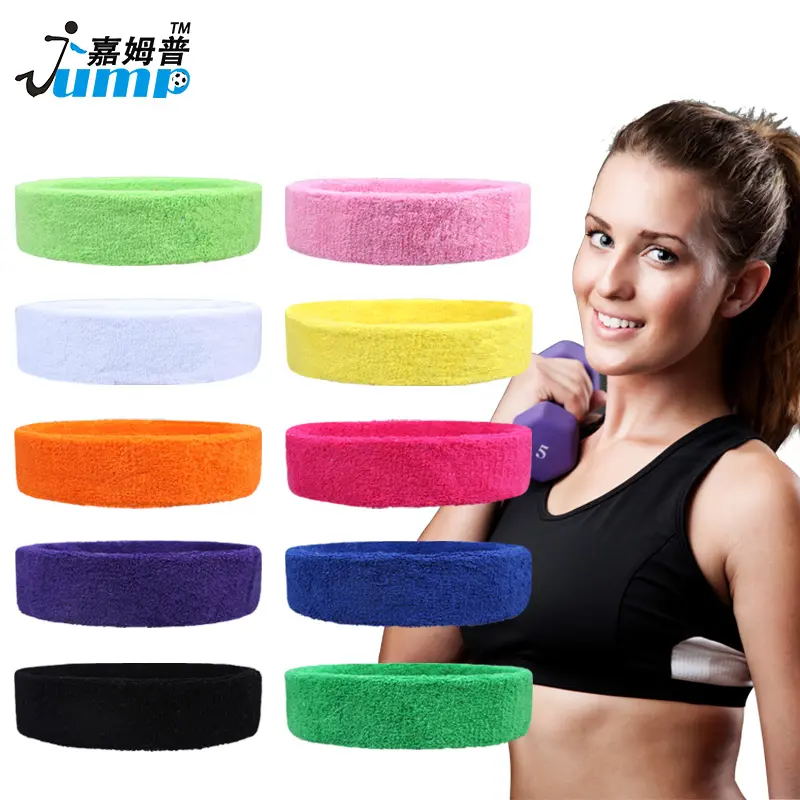 Wholesale Custom terry cotton embroidered sweatband headband