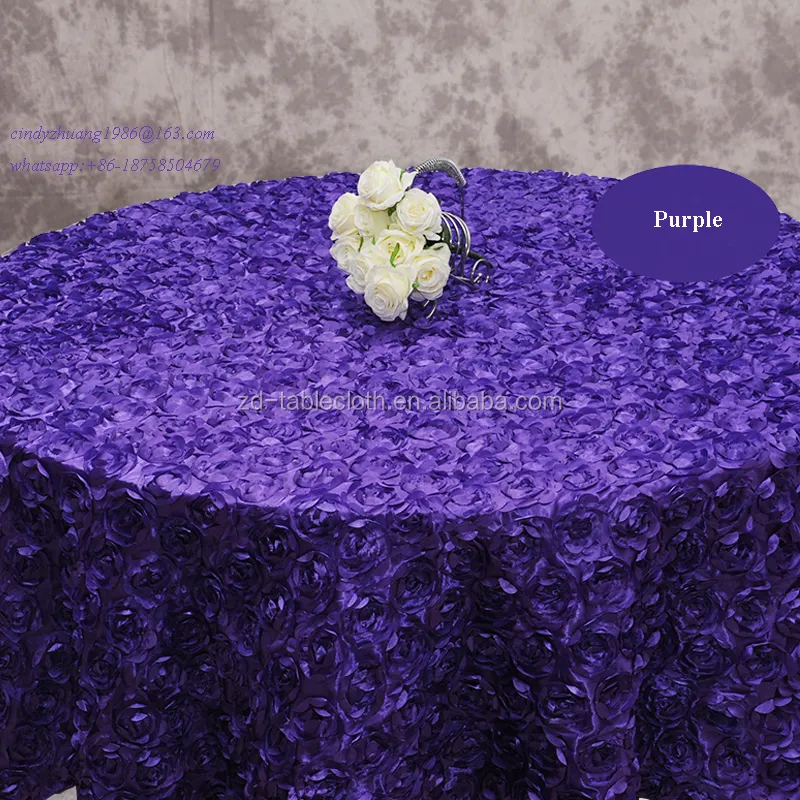 Rosette Embroidery 120 Round Wedding Tablecloth