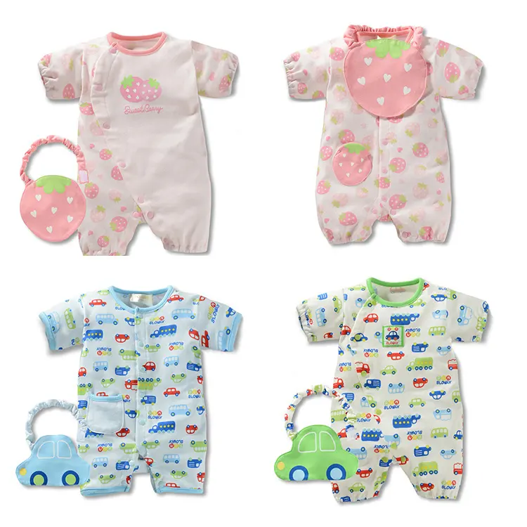 2 Piece Baby Romper With Cotton Baby Bib Of Baby Toddler Clothing