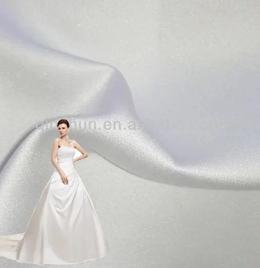 HOT selling! snow white polyeste bridal satin fabric for wedding dress