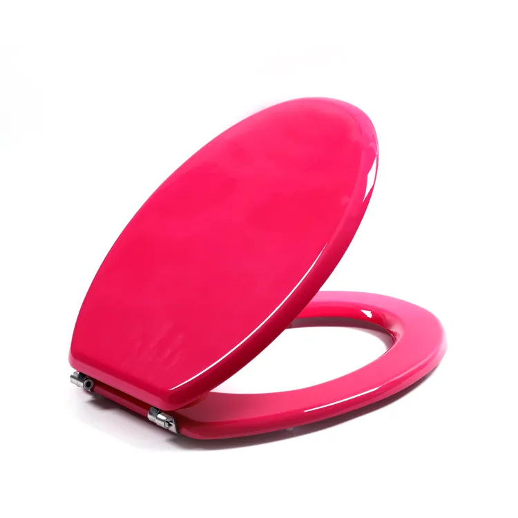 Bofan High Gloss Unit pink molded wood European standard double d shape elongated toilet seat