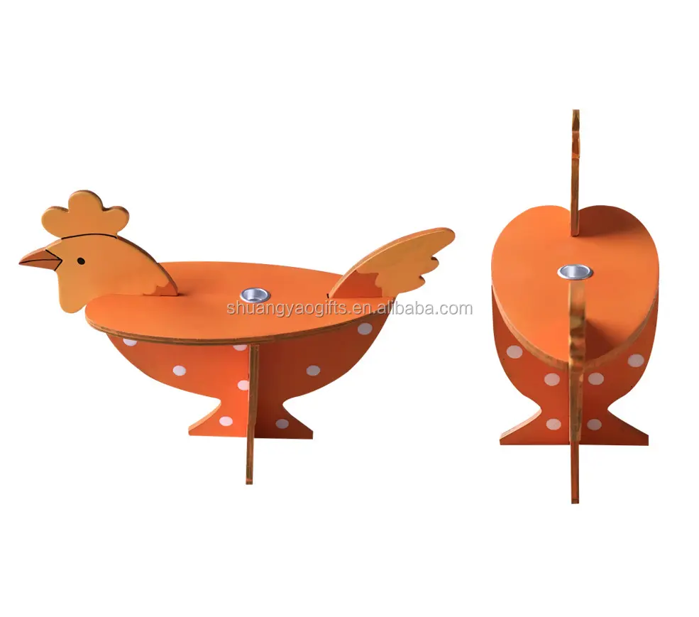 Easter Wooden orange hen candle holder decoration easter wooden candlestick holder gifts for home decoration