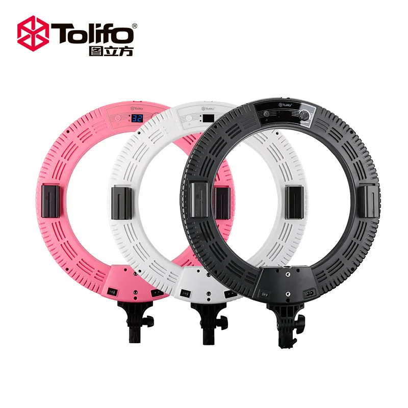 Tolifo R-60B работает от аккумулятора 18 дюймов дистанционное управление 60 Вт регулируемый от 3200 до 5600k светодиодный кольцевой светильник для фото-и видеосъемки