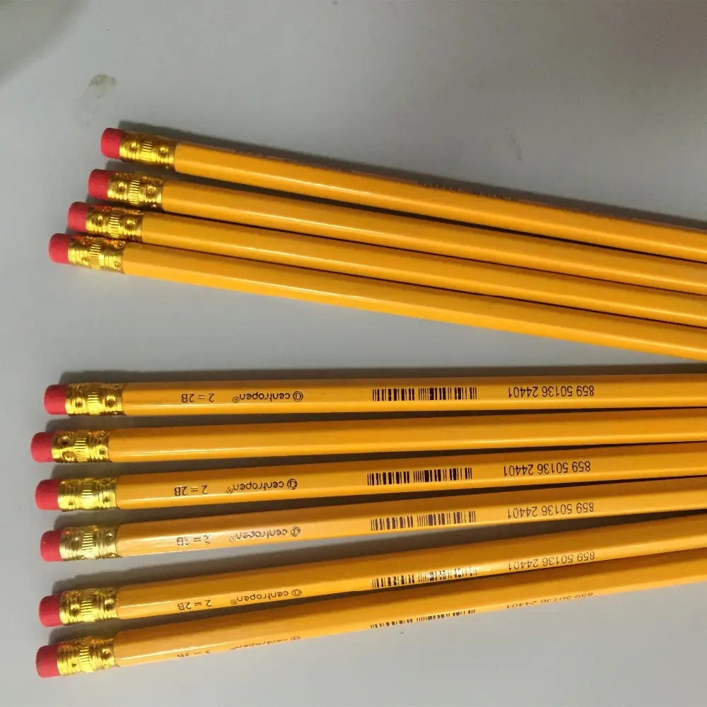 High Quality cheap custom logo HB 2B pencil with eraser