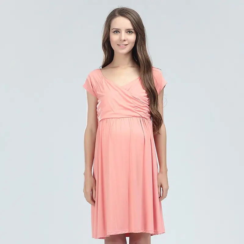 Модные платья из модала Розовая Одежда для беременных мягкая удобная одежда для грудного вскармливания