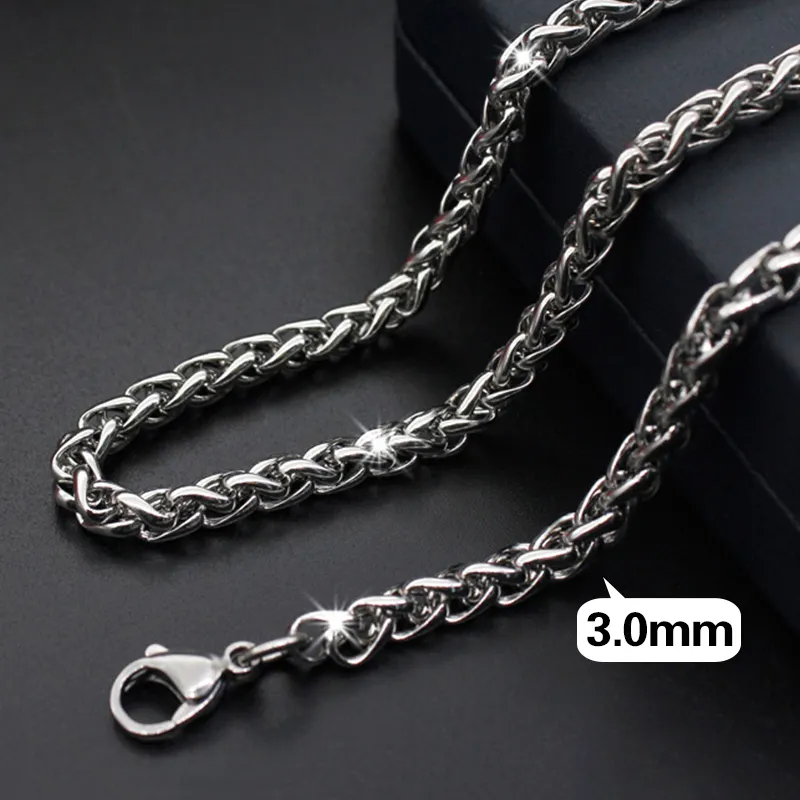 GGCXL0001 Fashion 3.0mm Man Stainless Steel Chain Necklace For Men Silver Titanium Cross Keel Link Chain Wholesale Drop Shipping