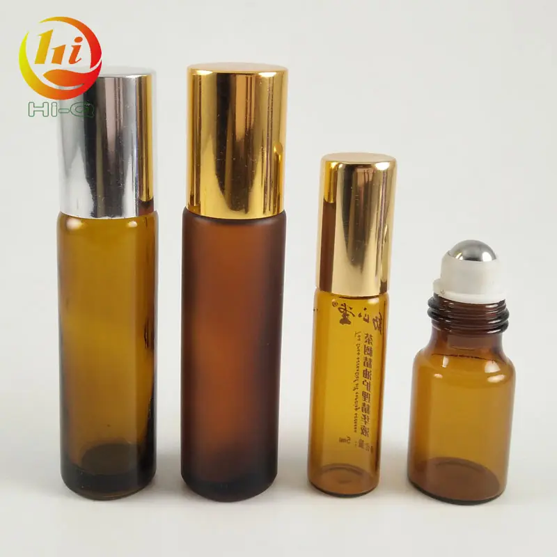 10ml Frosted Glass Bottle Frosted Amber Clear Blue Roll On Glass 5ml 8ml 10ml Roller Bottle With Black White Gold Silver Aluminum Cap