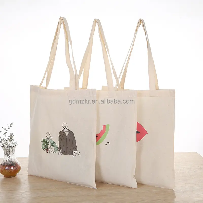 Custom logo foldable makeup shopping packaging natural cotton canvas tote bag with handle