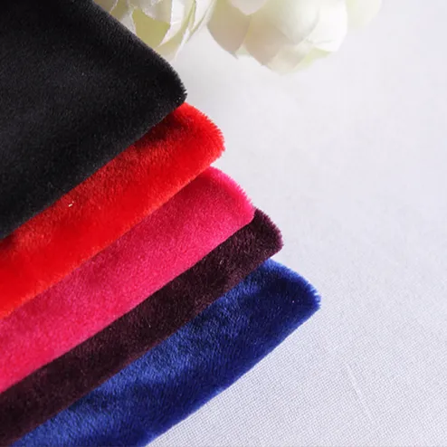 Hot sale knit plain black plush micro velvet fabric for making soft toys