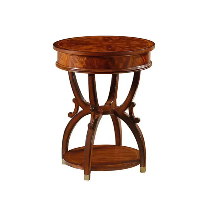 Небольшой круглый стол с уникальным дизайном, стол из цельного дерева, деревянный круглый стол с четырьмя ножками