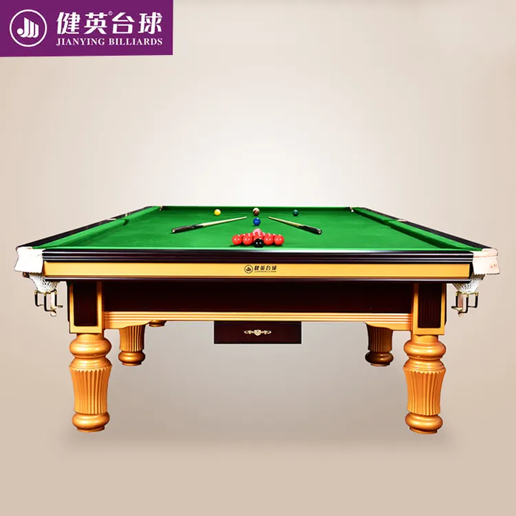 Jianying Многофункциональный роскошный международный стандарт Профессиональный 12-футовый стол для снукера из массива дерева