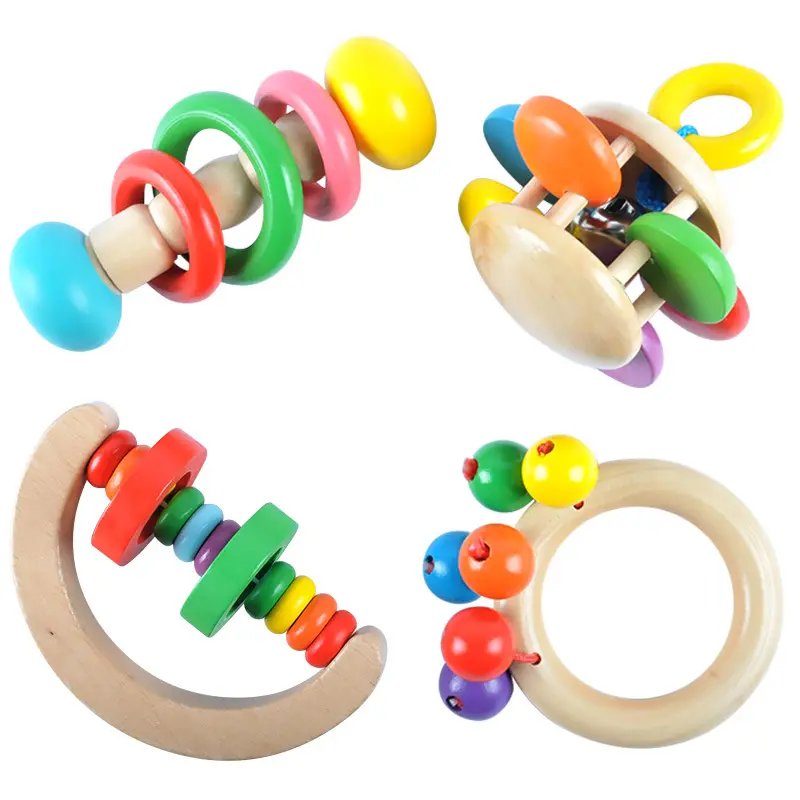 4 вида стилей Монтессори детские игрушки колокол деревянные погремушки игрушки колокольчики музыкальные образовательные инструменты малышей погремушки ручка детские игрушки