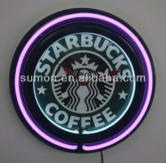 neon light clock with customer logo