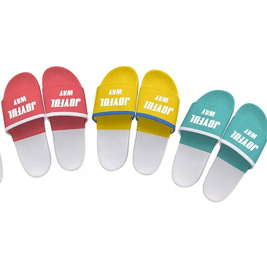 PU soft sandals with two colors , customized logo, low MOQ indoor/outdoor unisex custom footwear