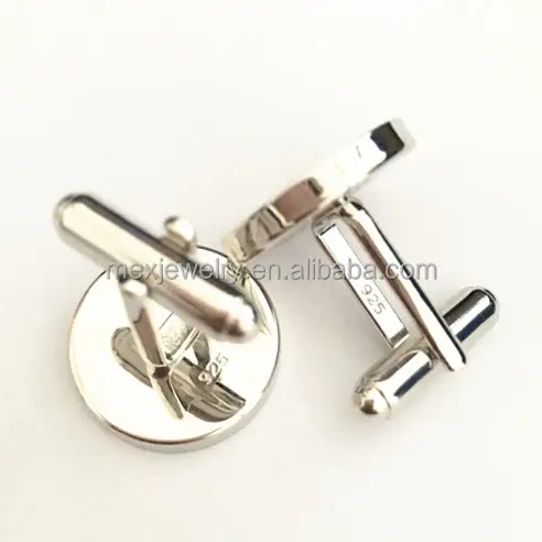 925 genuine sterling silver cufflink base engraved with 925 16MM