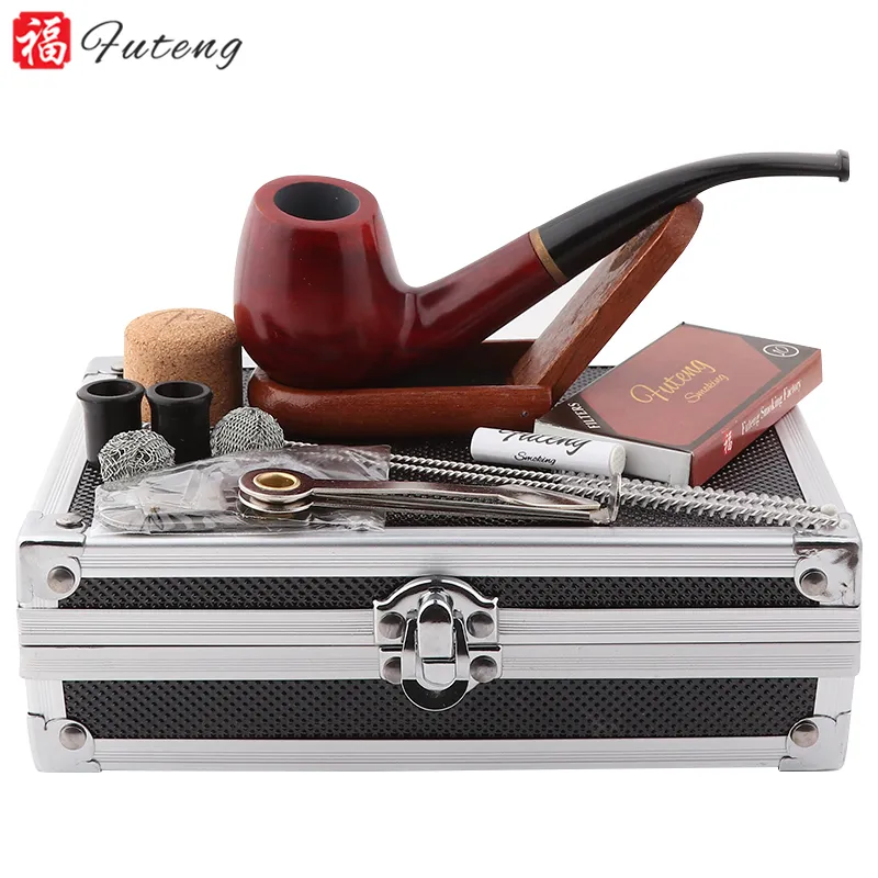 Yiwu Futeng Wholesale Custom Smoking Pipe Set with Smoking Accessories Wood Portable Tobacco Pipe for Smoking