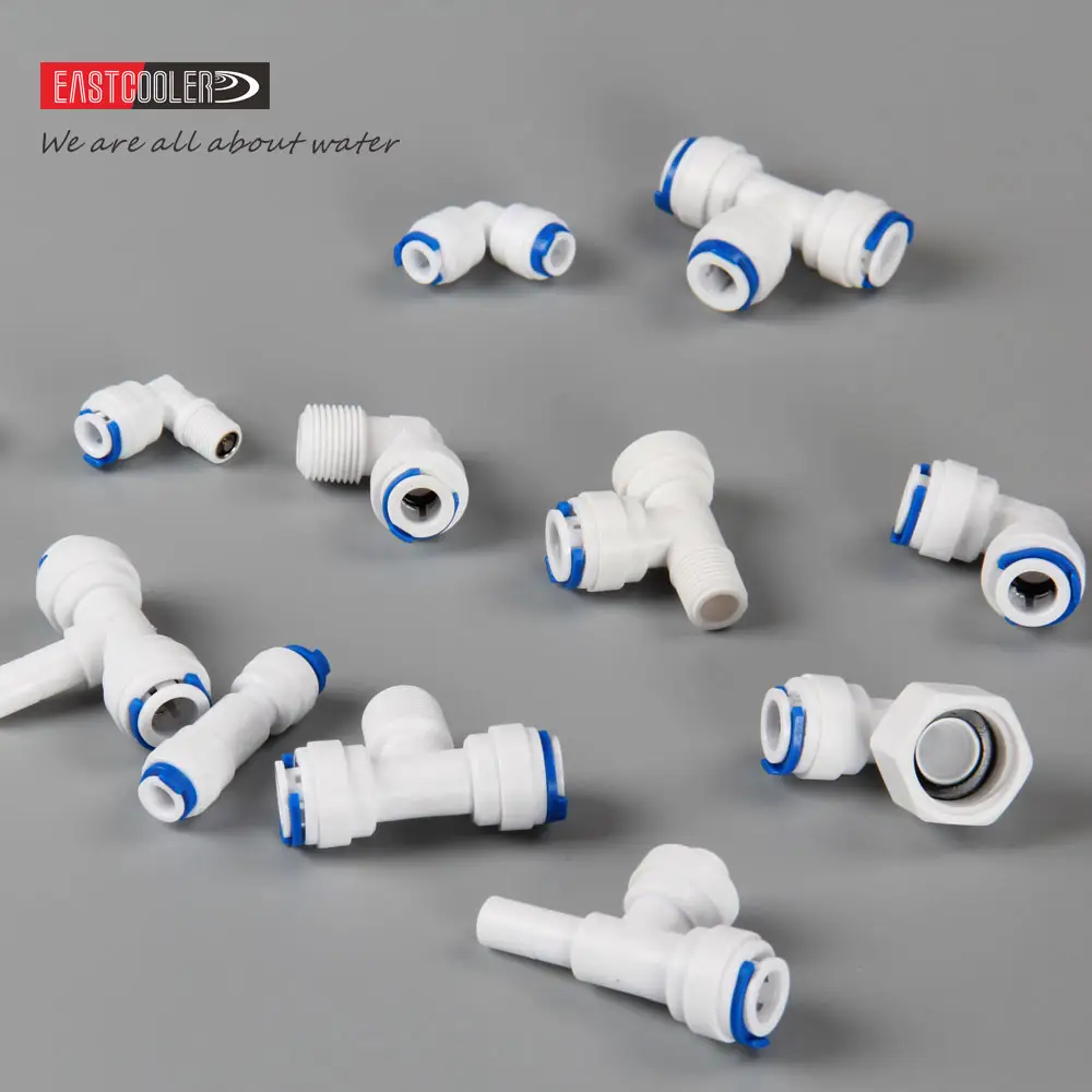 White POM Quick Water Tube fittings 1/4, 3/8, 1/2, 5/16, 12mm Push Fit Connector for RO Water System Quick Connect Fittings