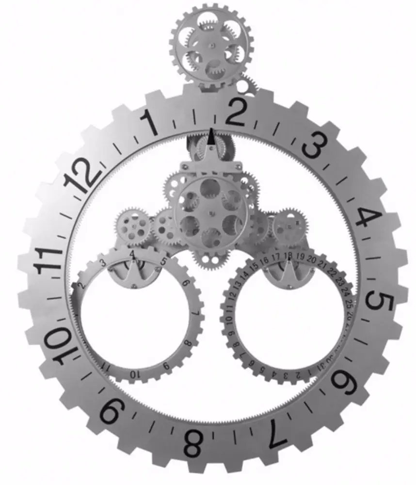 Europe Style Originality Triangle Machinery Gear Calendar Wall Clock